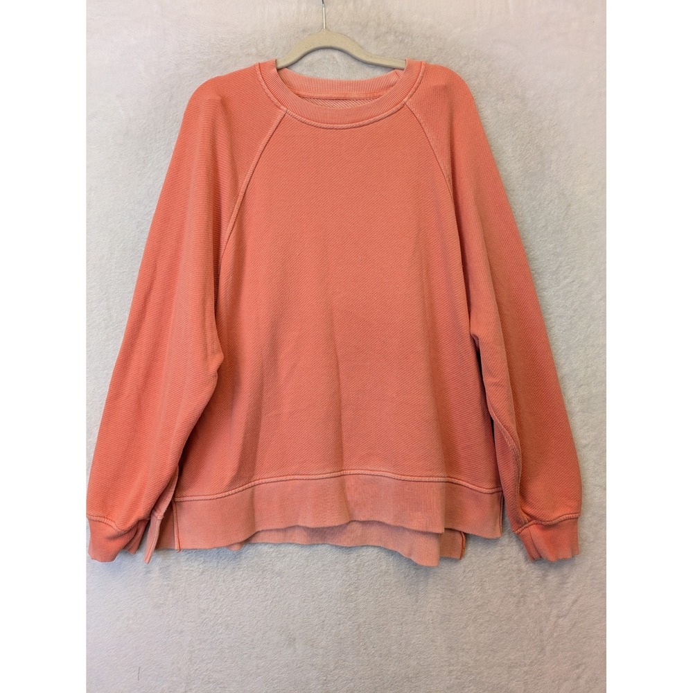 Aerie Sweatshirt Women's Small Coral Pink Raglan Sleeve Side Slit Pullover